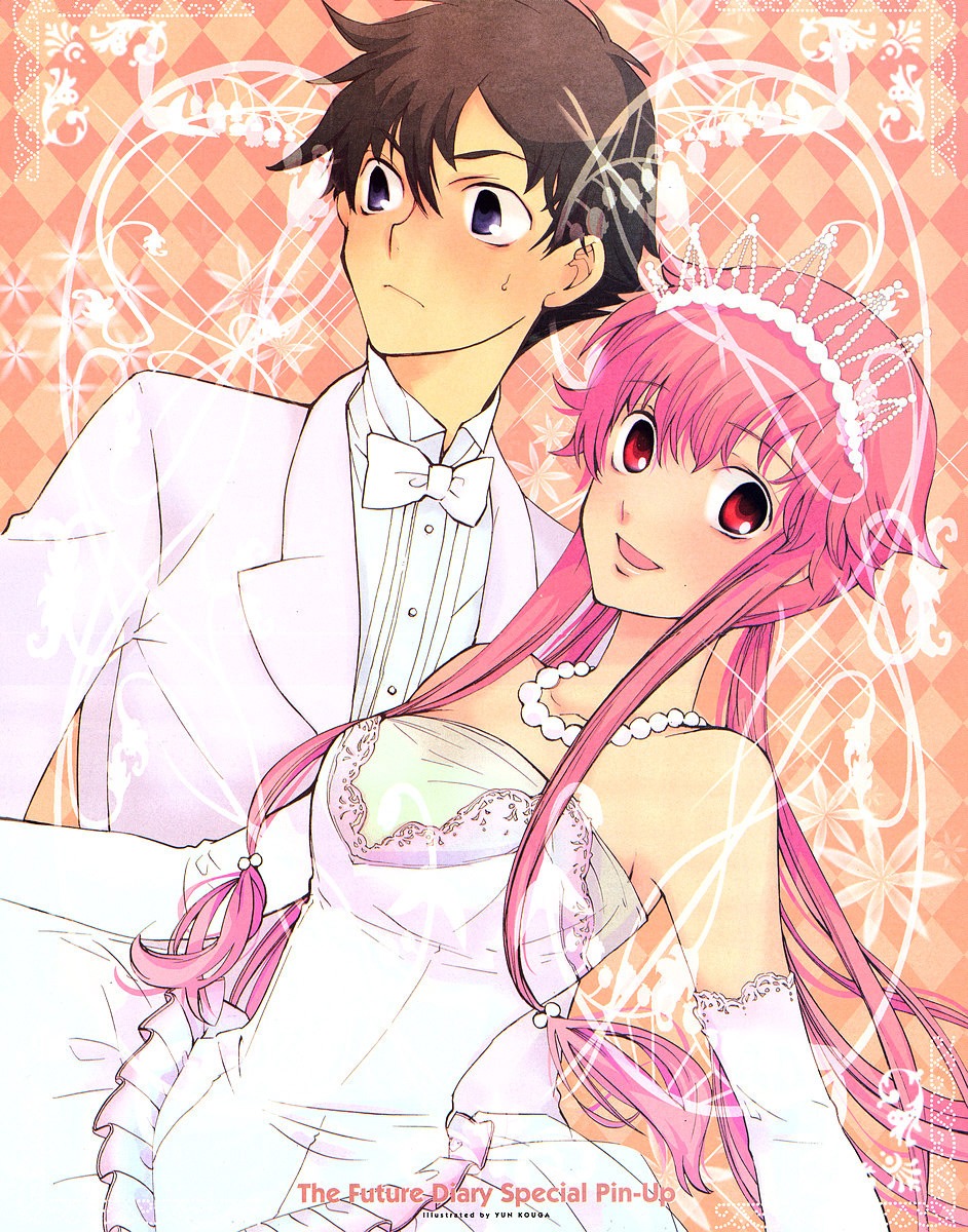 kouga yun mirai nikki amano yukiteru gasai yuno dress wedding